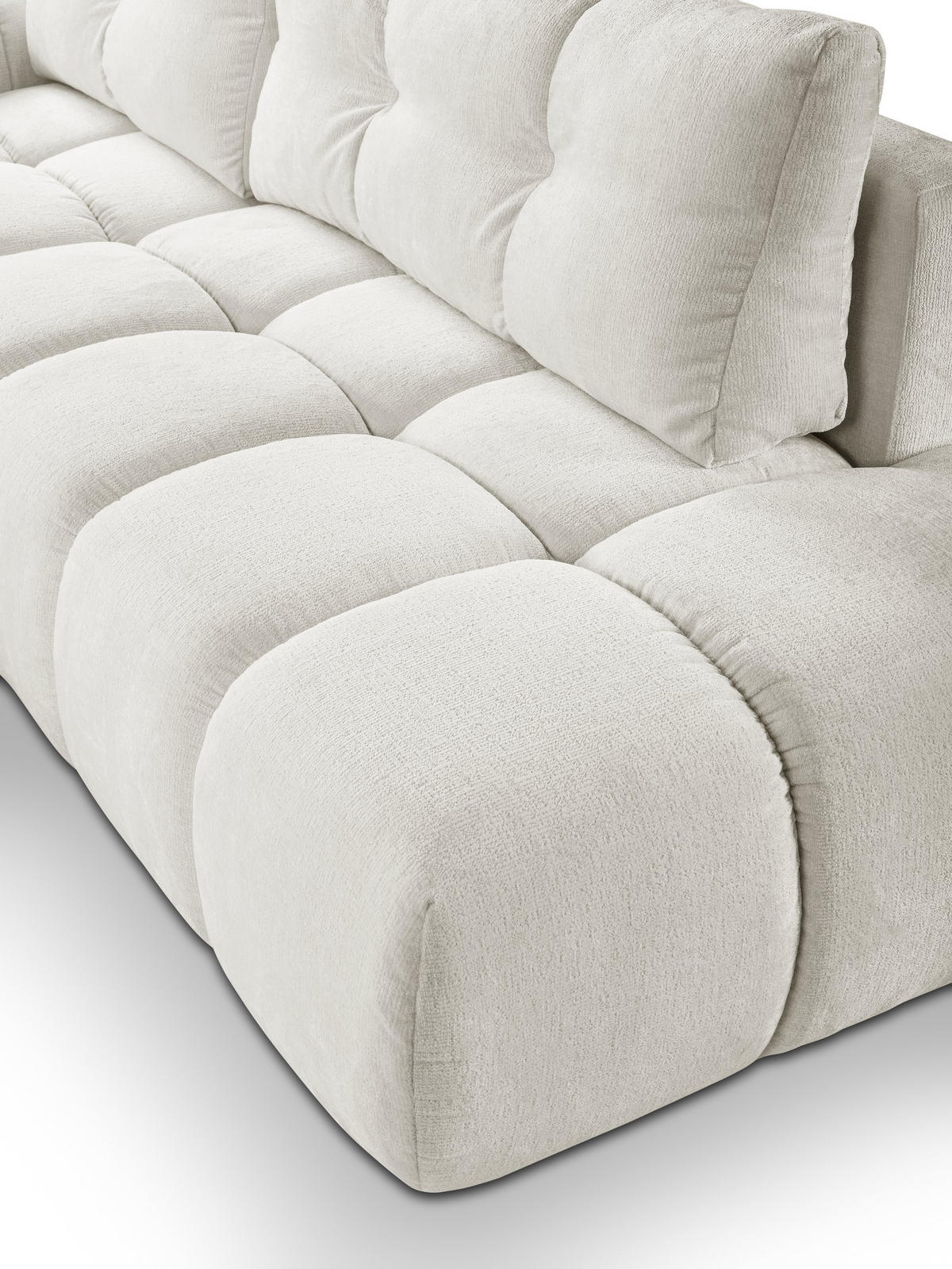 ECKSOFA DUCA L-S Creme Chenille mit Schlaffunktion - Creme, Holz (266.5/266.5cm) - MASSENO