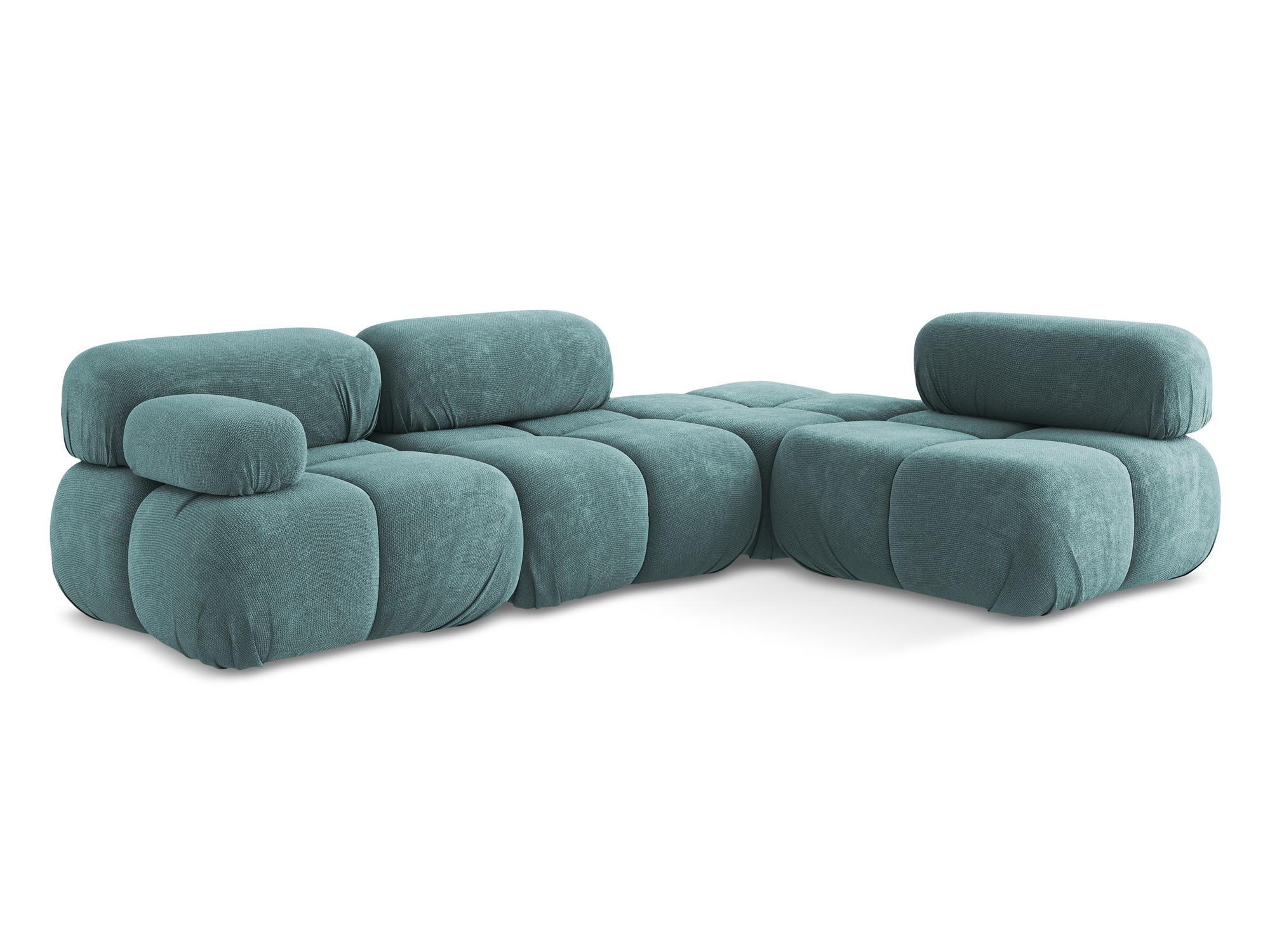 ECKSOFA Rechts Chenille Stoff Blau - Blau/Blaugrau, Kunststoff/Textil (285/190cm) - Makamii
