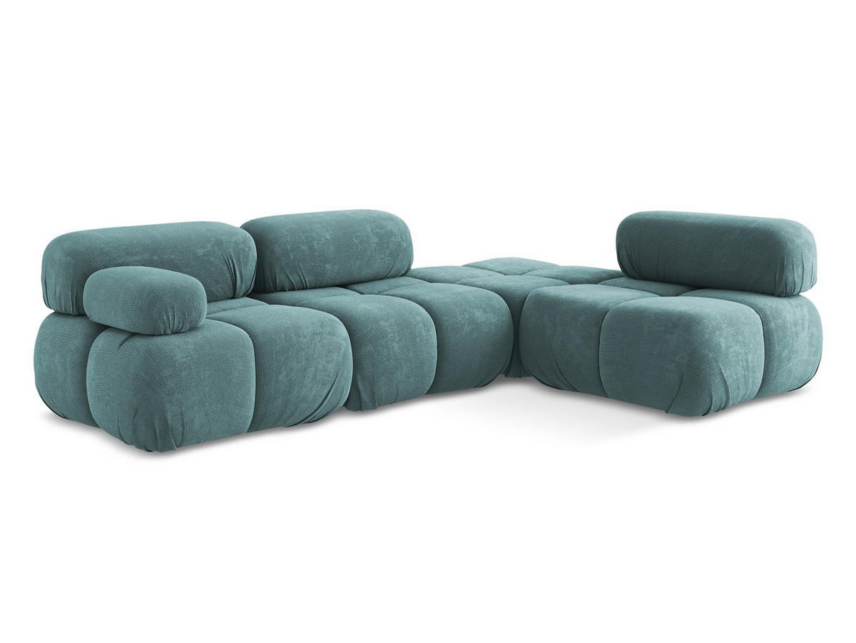 ECKSOFA Rechts Chenille Stoff Blau - Blau/Blaugrau, Kunststoff/Textil (285/190cm) - Makamii