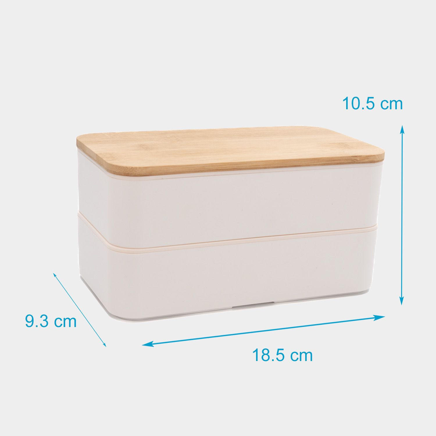LUNCH BROTBOX mit Messer Gabel Löffel - Weiß, Naturmaterialien (10.5/9.3/18.5cm) - Intirilife
