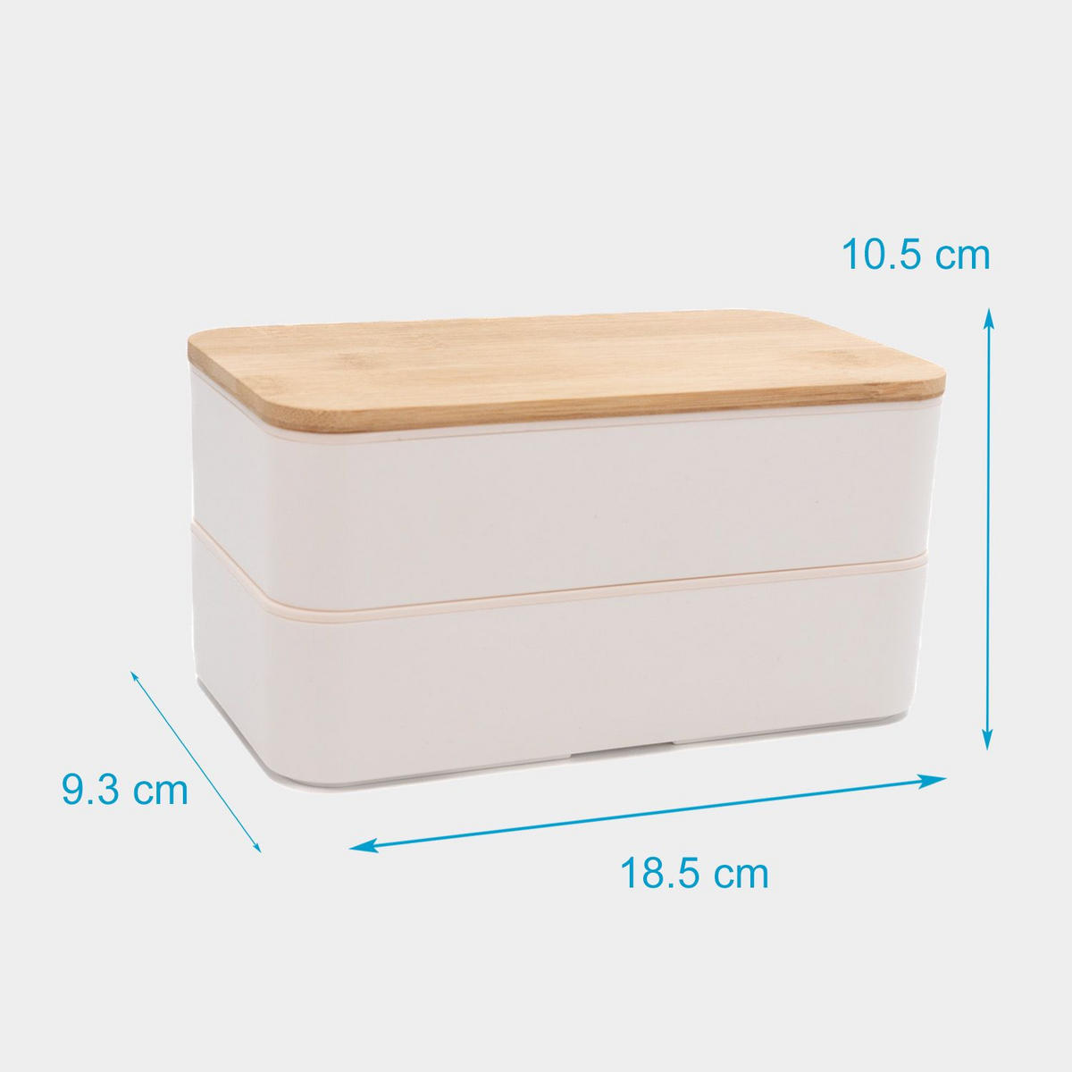 LUNCH BROTBOX mit Messer Gabel Löffel - Weiß, Naturmaterialien (10.5/9.3/18.5cm) - Intirilife