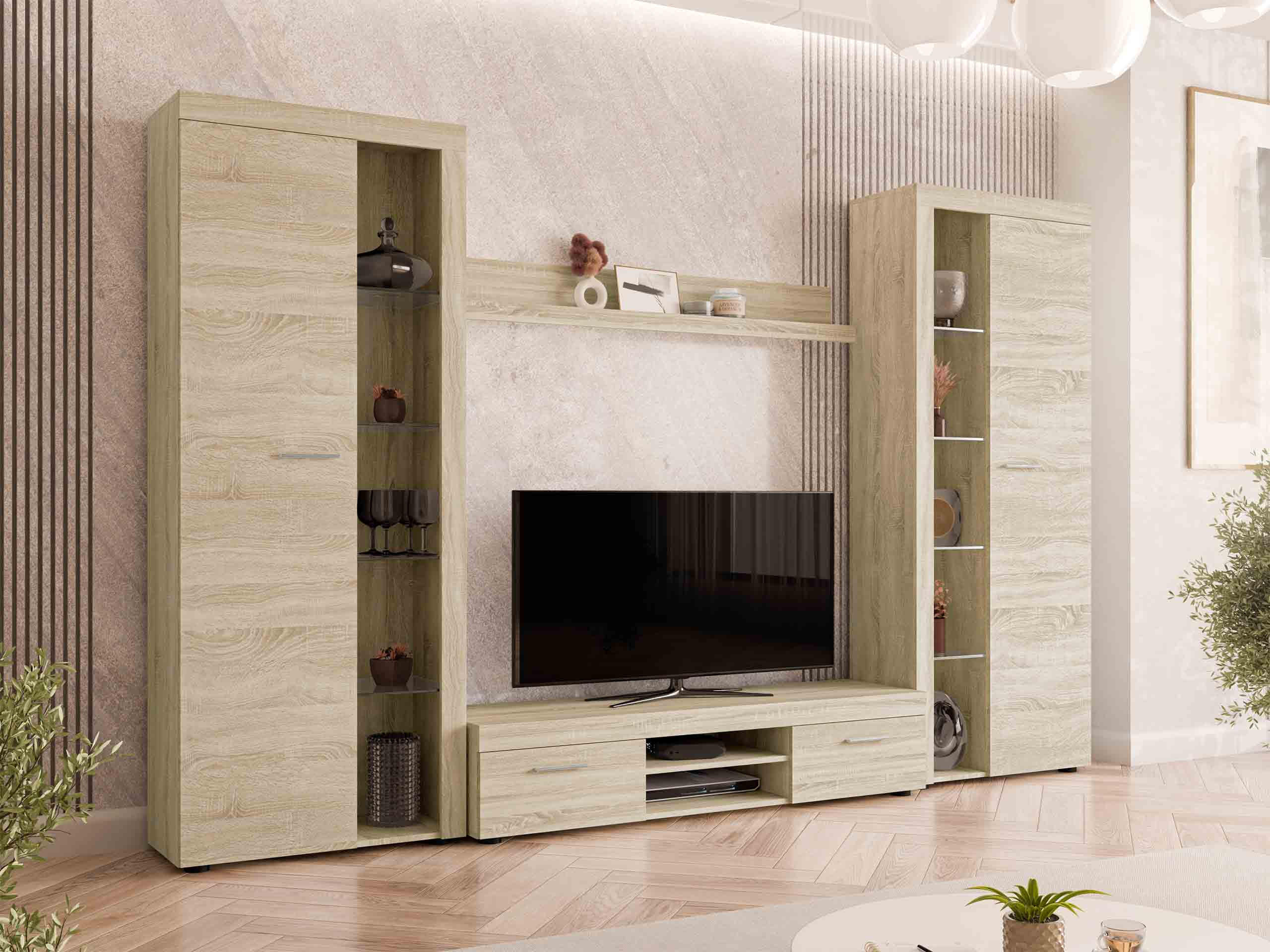 WOHNWAND Rumba XL - Sonoma Eiche, Holzwerkstoff (300/190/40cm) - MIRJAN24