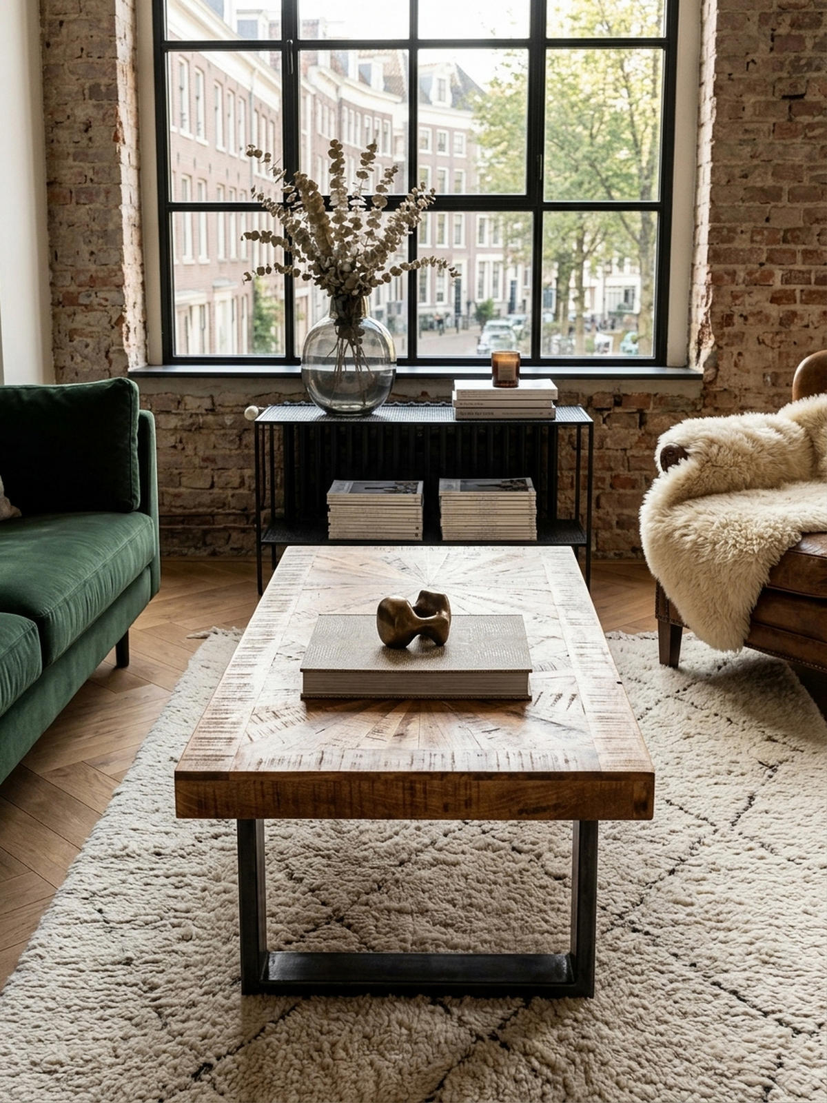 COUCHTISCH Mangoholz in Rustikalem Stil mit Metallbeinen, Maße 105x40x55 cm, Traglast 50 kg - Anthrazit/Braun, Holz/Metall (55/105/40cm) - KADIMA DESIGN