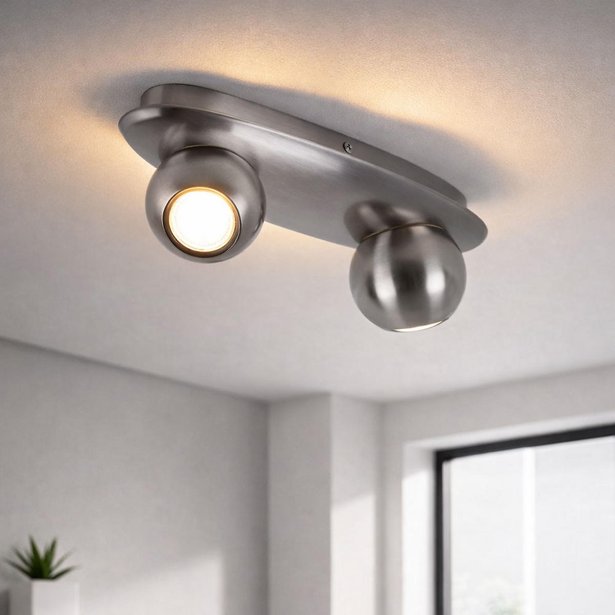 LED DECKENLEUCHTE NORBELLO Silber mit zwei Spots - Silberfarben, Metall (32/10/10cm)