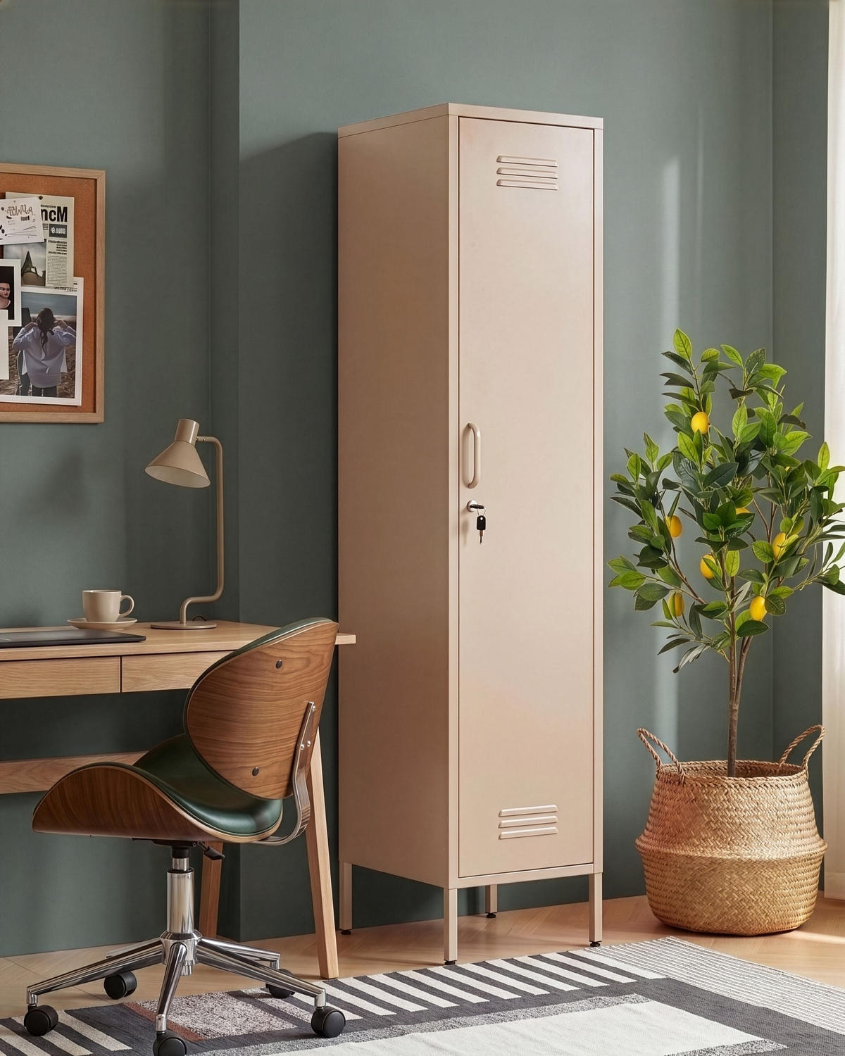 BÜROSCHRANK Metall Beige Frome - Beige, Metall (38/185/50cm) - Beliani