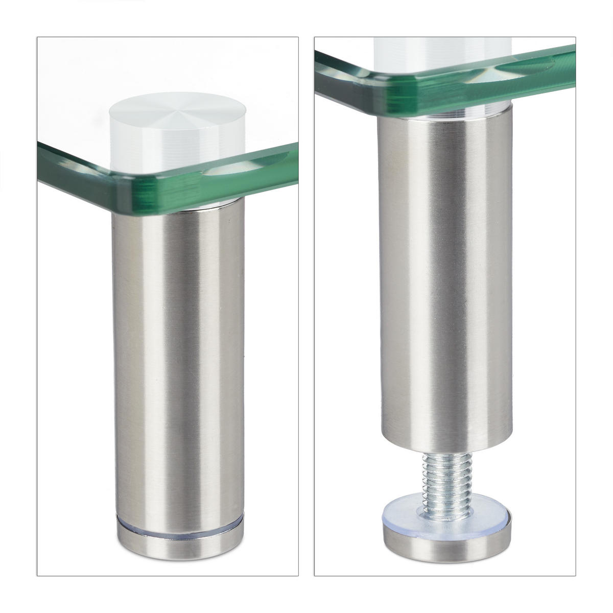 BILDSCHIRMSTÄNDER Transparent Silber gehärtetes Glas höhenverstellbar 70x24 cm - Transparent, Glas/Metall (24/70/11cm) - Relaxdays