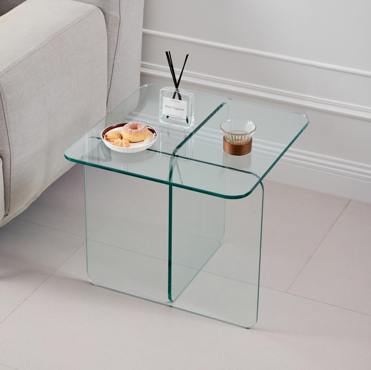 BEISTELLTISCH 45 x 45 x 51 cm Glas Clear - Klar, Glas (45/45/51cm) - Meubliv