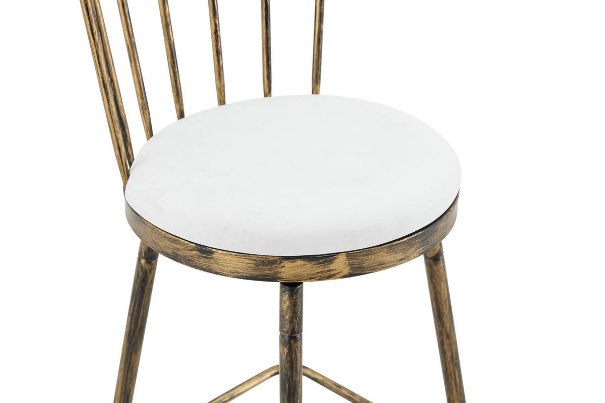 BARHOCKER Braun-Weiß 2er-Set im Windsor-Stil mit Metallgestell und gepolstertem Sitz - Braun, Leder (39/96/39cm) - PANGIVO