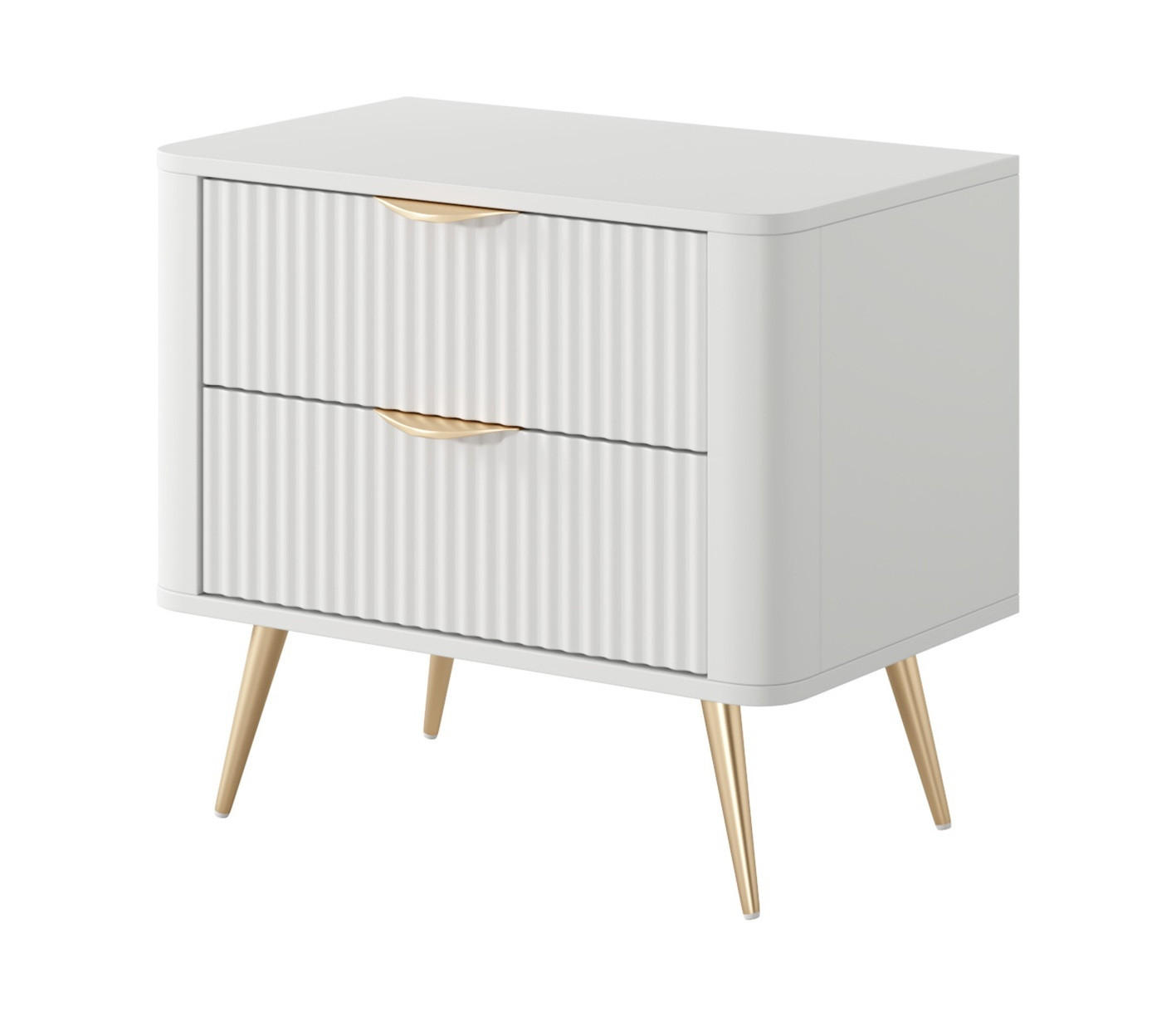 NACHTSCHRANK 63 cm mit Schubladen, 63 cm, Beinen, Weiß - Goldfarben/Weiß, Holz/Metall (63/55/38cm) - Emporius