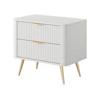 NACHTSCHRANK 63 cm mit Schubladen, 63 cm, Beinen, Weiß - Goldfarben/Weiß, Holz/Metall (63/55/38cm) - Emporius