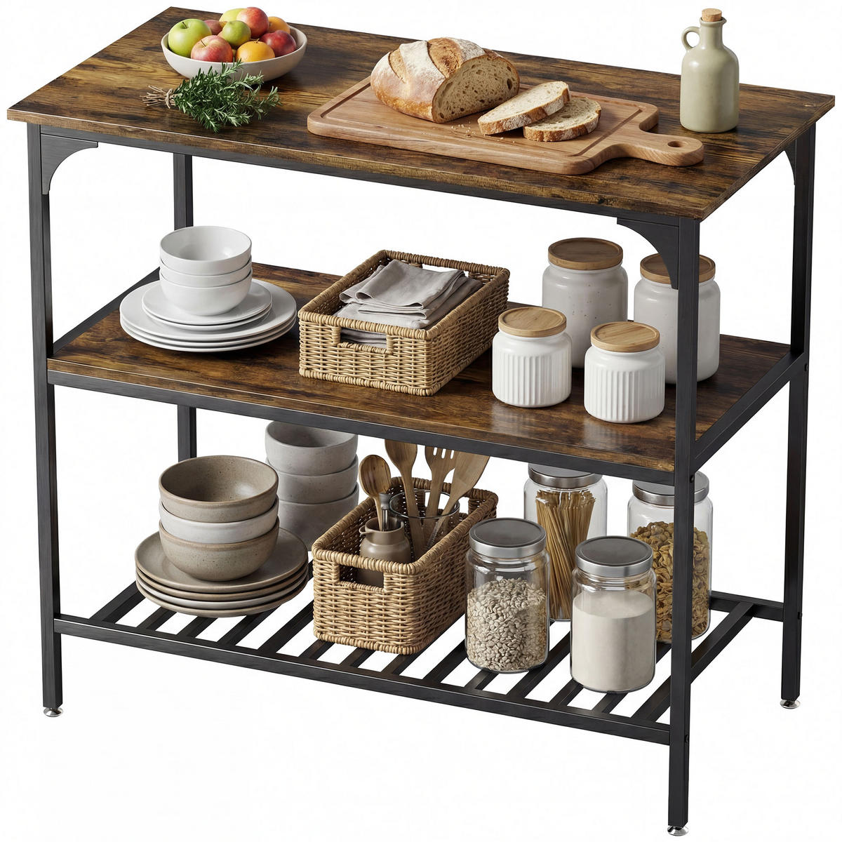 KÜCHENREGAL Braun 1 Stück - Braun, Holzwerkstoff (50/90/100cm) - GiPP