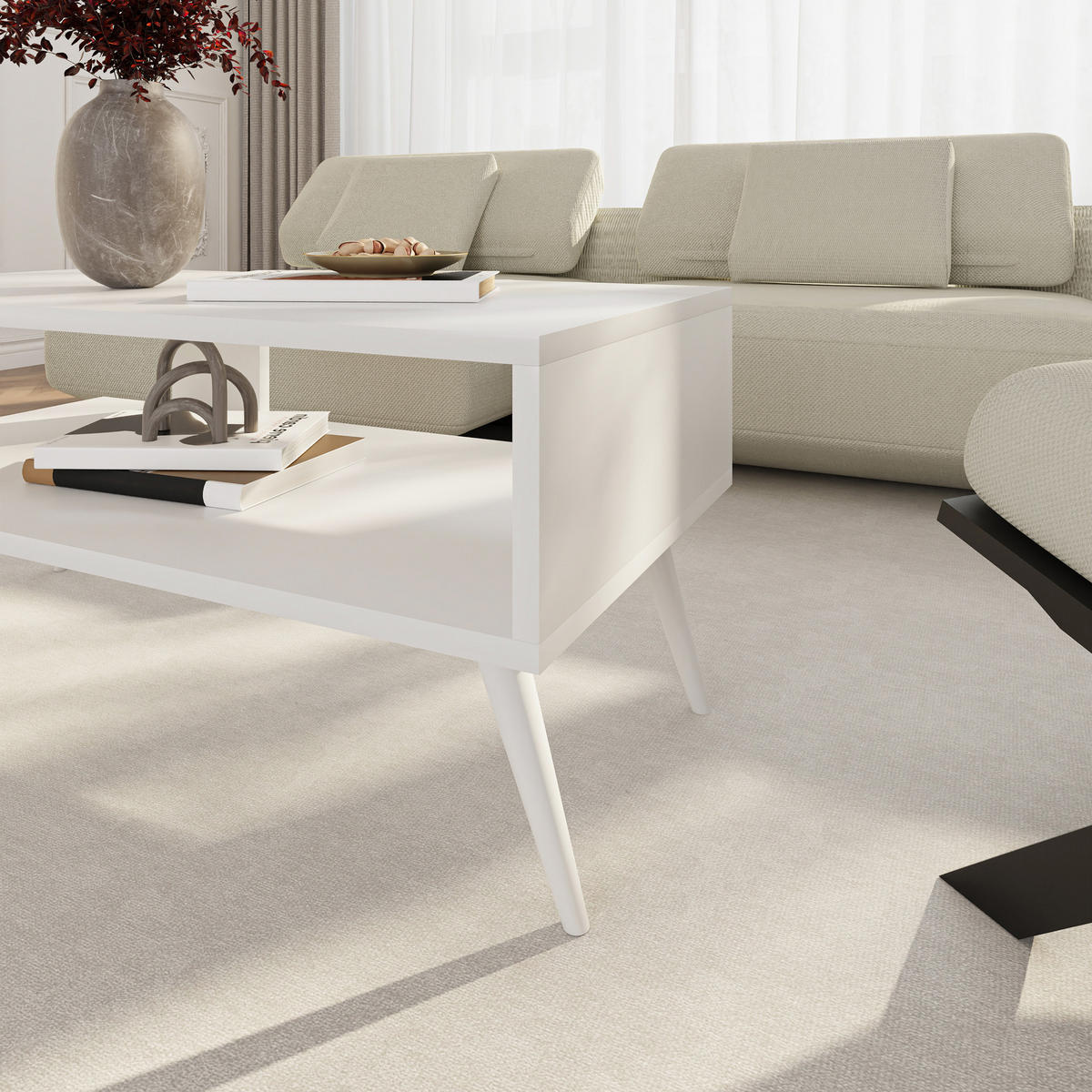 COUCHTISCH Lycksele 90/45/40 - Weiß, Holzwerkstoff/Kunststoff (45/90/40cm) - [en.casa]