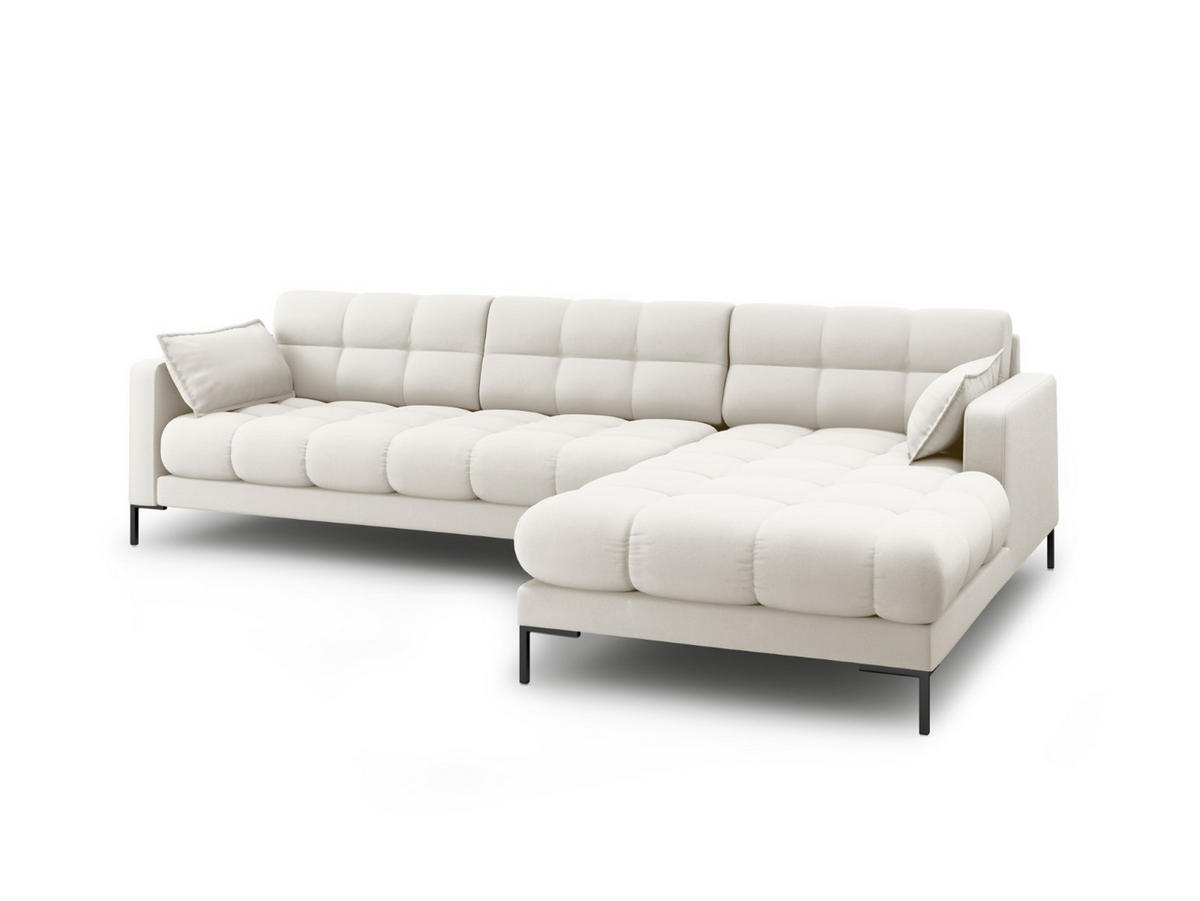 ECKSOFA rechts Mamaia aus strukturiertem Stoff leichtes beige 5 Sitzplätze - Creme, Textil (185/293cm) - Micadoni