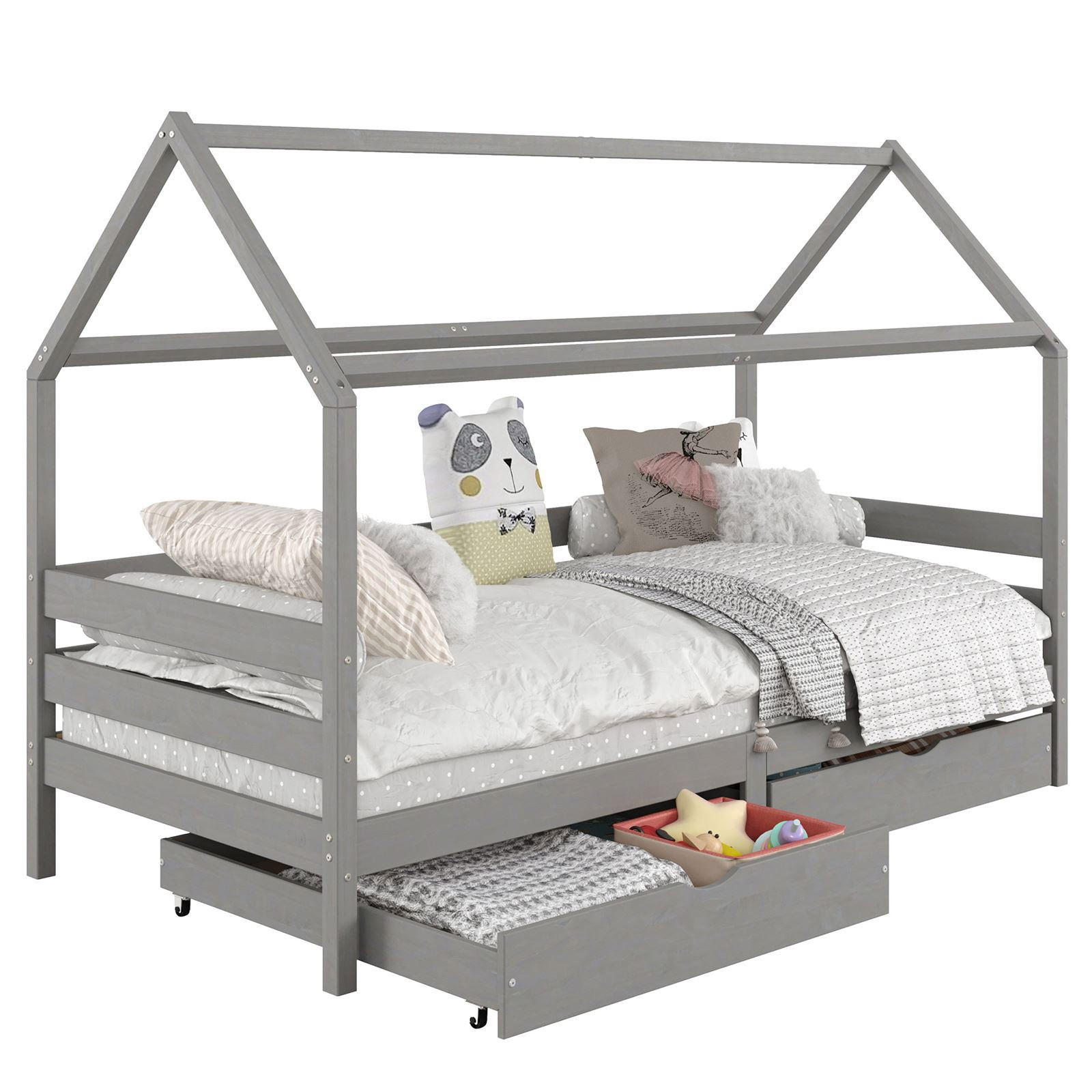 HAUSBETT CLIA 90x200 cm - Grau, Holz (96/145/206cm) - IDIMEX