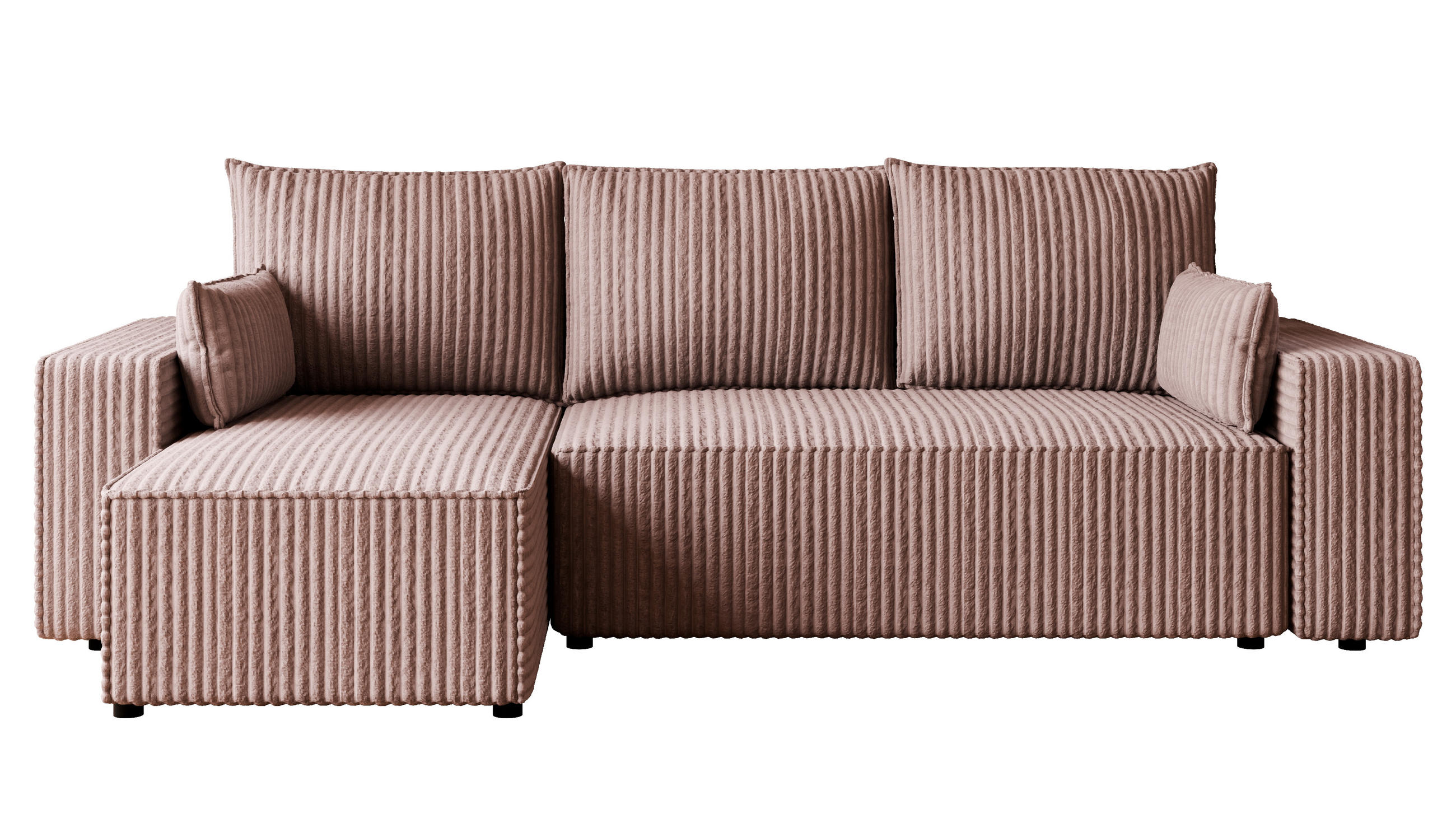 ECKSOFA Tobi mit Bettkasten und Schlaffunktion, L-Form, Cordstoff, Universal - Roségold, Holzwerkstoff (246/145cm) - 4ALL HOME