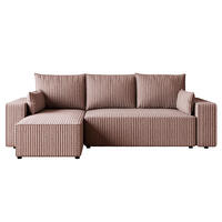 ECKSOFA Tobi mit Bettkasten und Schlaffunktion, L-Form, Cordstoff, Universal - Roségold, Holzwerkstoff (246/145cm) - 4ALL HOME