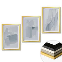 WANDBILDER 3er Set - 20x30 cm Goldrahmen - Abstrakte Aquarellkunst - Goldfarben, Kunststoff (20/30cm) - ArtPrintCave