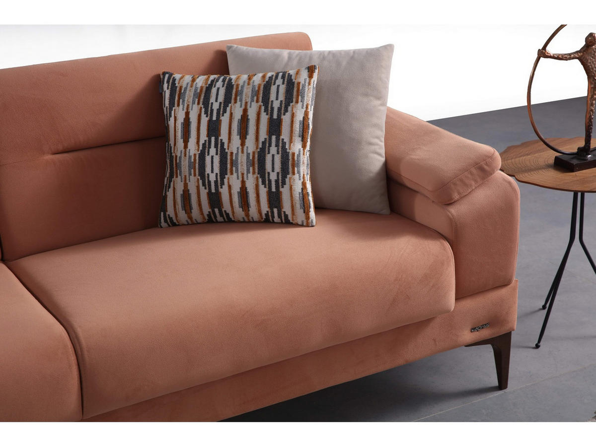 SOFA Eluna 3-Sitzer Mikrofaser Webstoff Braun - Braun, Kunststoff/Textil (230/85/90cm)