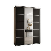 SCHWEBETÜRENSCHRANK 235,2/180/45 3-türig - Silberfarben/Schwarz, Holz/Metall (180/235/45cm) - Abiks Möbel