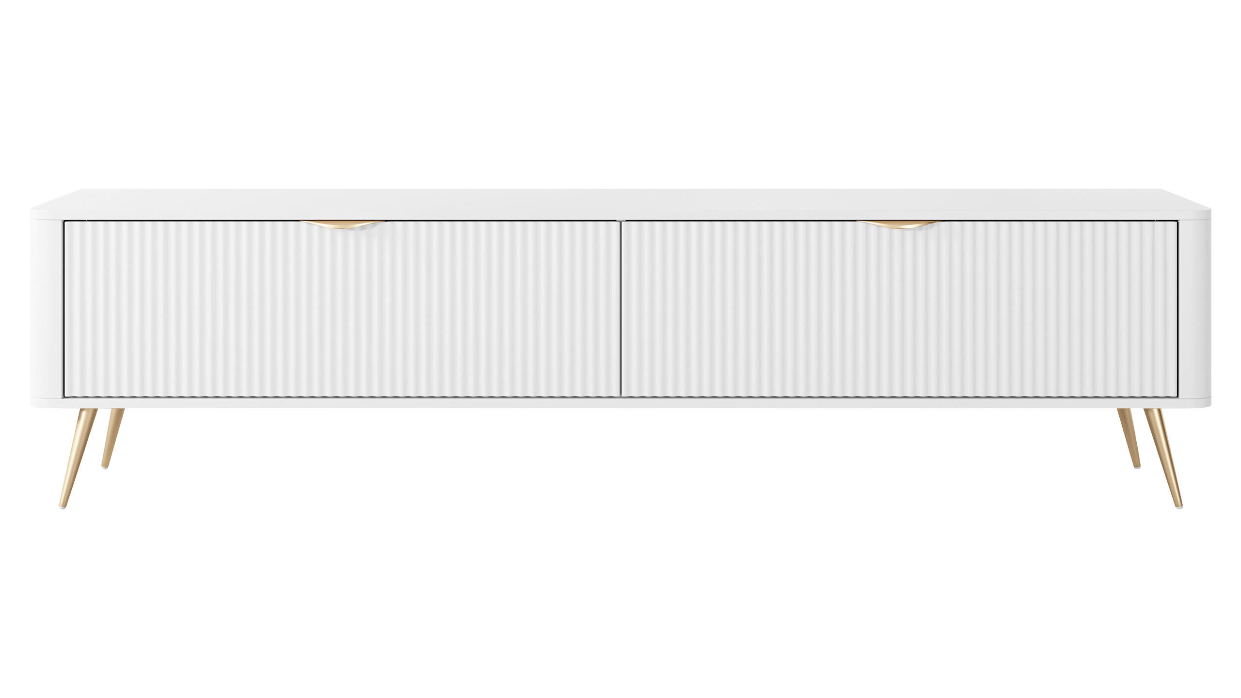 TV-ELEMENT Lante 200 2D - Goldfarben/Weiß, Holzwerkstoff/Metall (200/52/38cm) - MIRJAN24