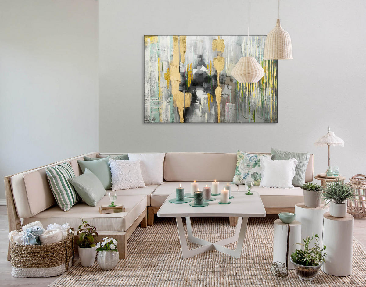 ÖLGEMÄLDE 120/80 cm - Gelb, Holz/Textil (120/80cm) - KUNSTLOFT