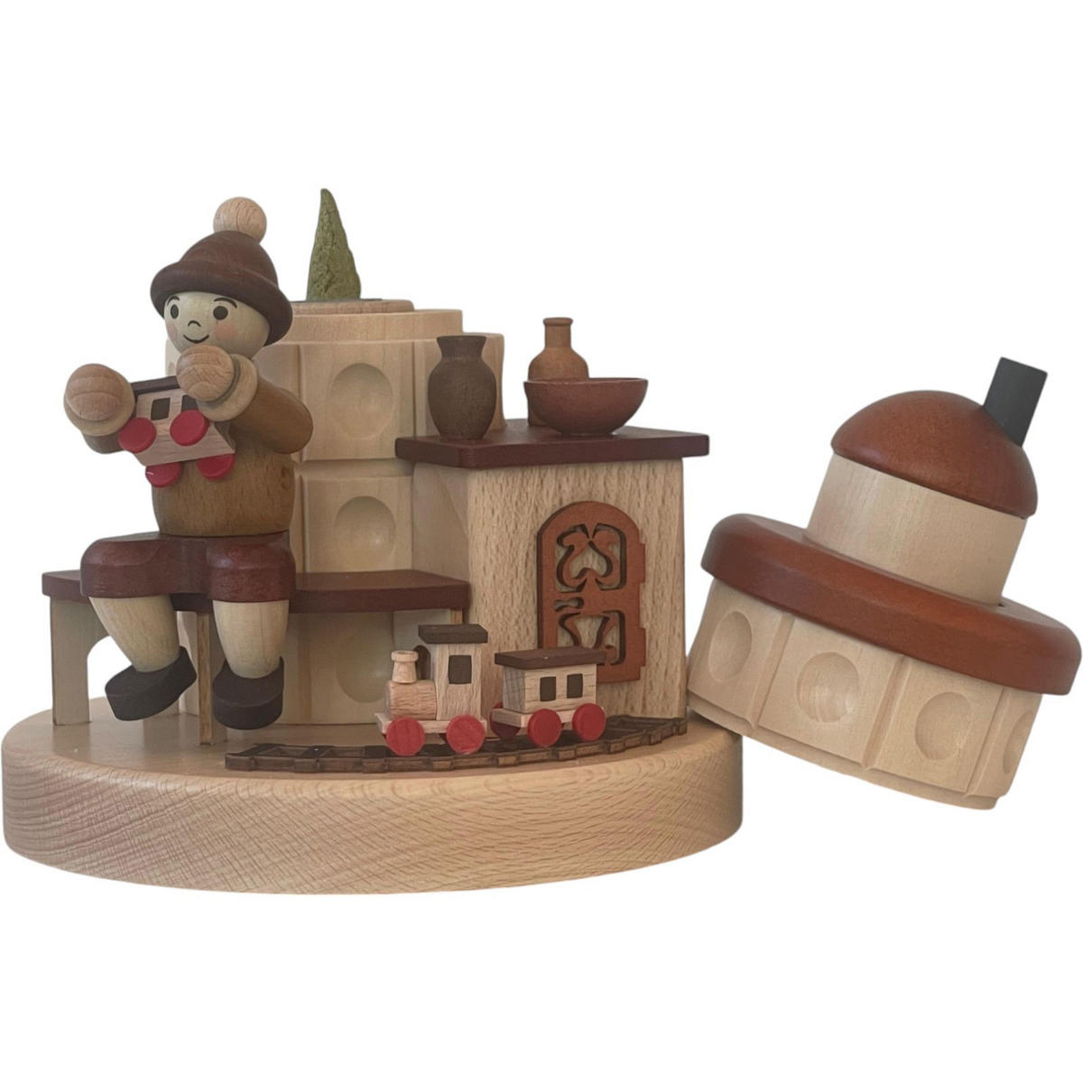 RÄUCHER-KACHELOFEN Junge mit Eisenbahn 21/17/17 cm - Multicolor, Metall (17/21/17cm)