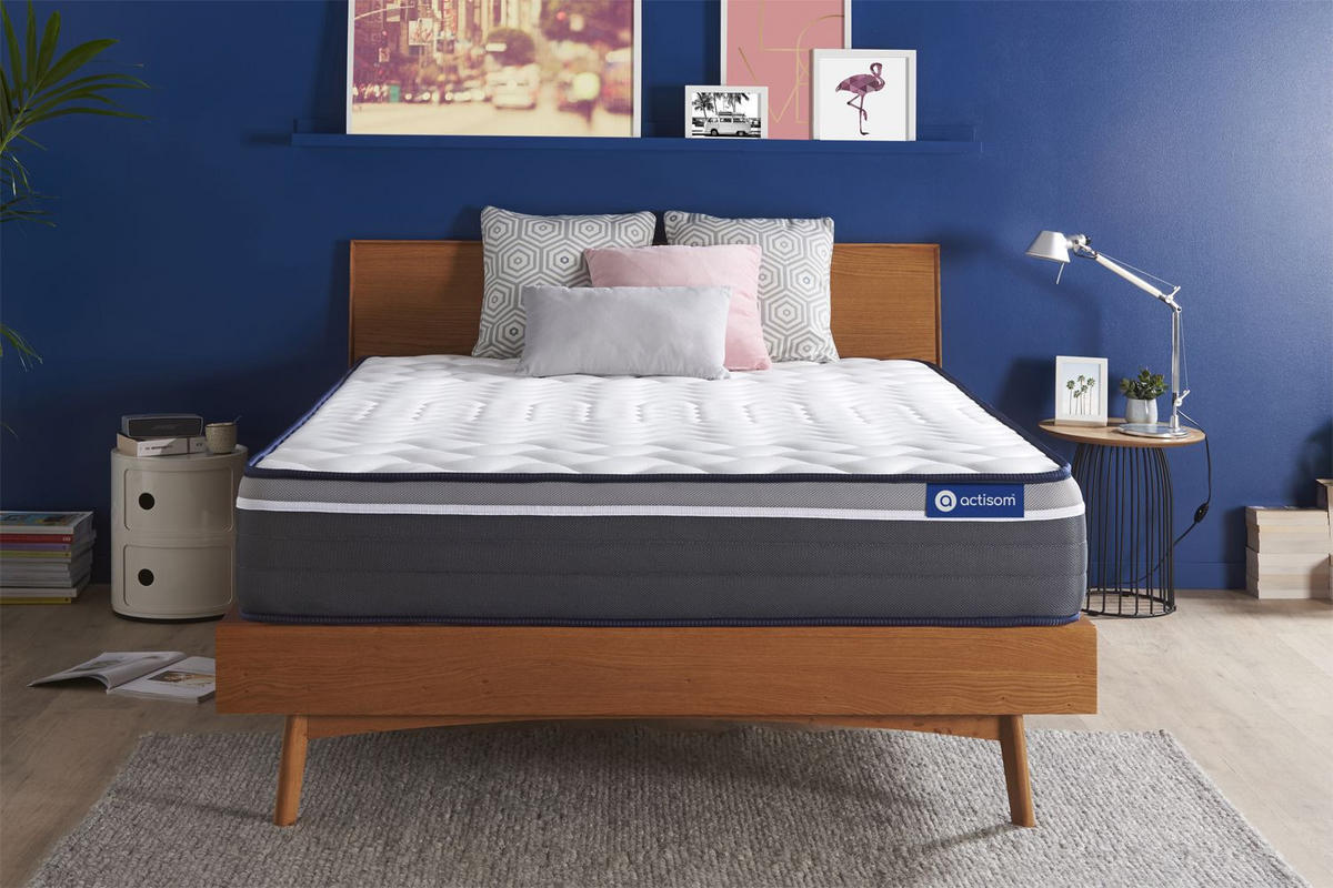 MATRATZE Actiflex plus Taschenfederkern und Memory-Schaum 130 x 190 cm h4 - Weiß, Textil (130/190cm) - ACTISOM