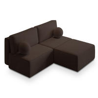 ECKSOFA VARNA P Braun Kordstoff mit Schlaffunktion - Braun, Holz (196/158cm) - MASSENO