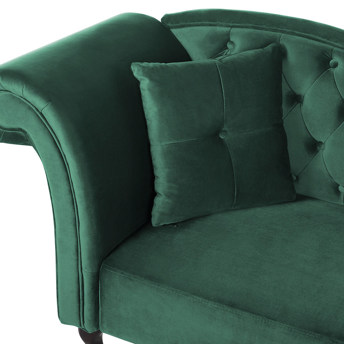 CHAISELONGUE Samtstoff dunkelgrün linksseitig Lattes - Grün, Textil (188/87/59cm) - Beliani