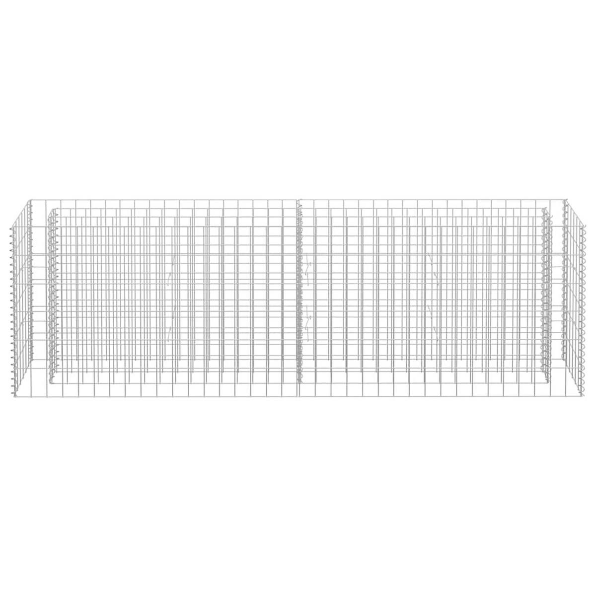 GABIONEN Hochbeet ROON aus Stahl | 180x30x60cm | Steinkorb Gabionengitter - Silberfarben, Metall (180/60/30cm) - DELUKE