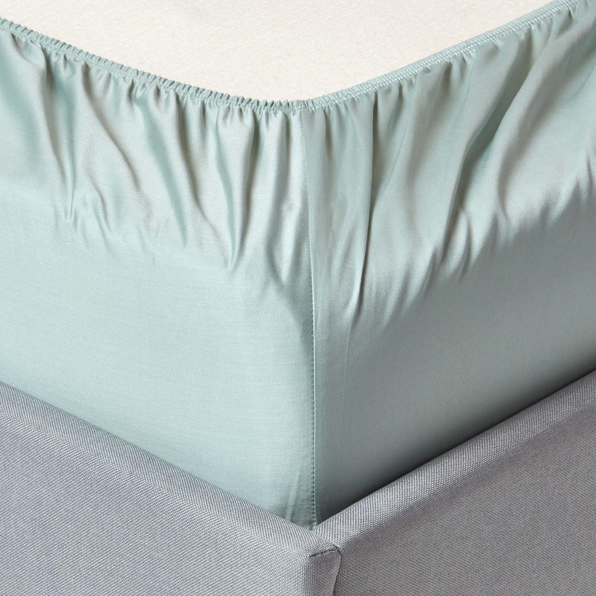 SPANNBETTLAKEN Satin aus 100% Bio-Baumwolle - Hellblau, Textil (150/200cm) - Homescapes