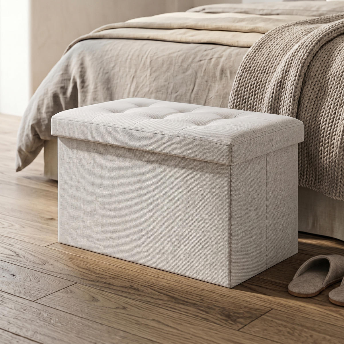 HOCKER mit Stauraum 76/38/38 cm - Beige, Textil (38/38/76cm) - SCENA LIVING