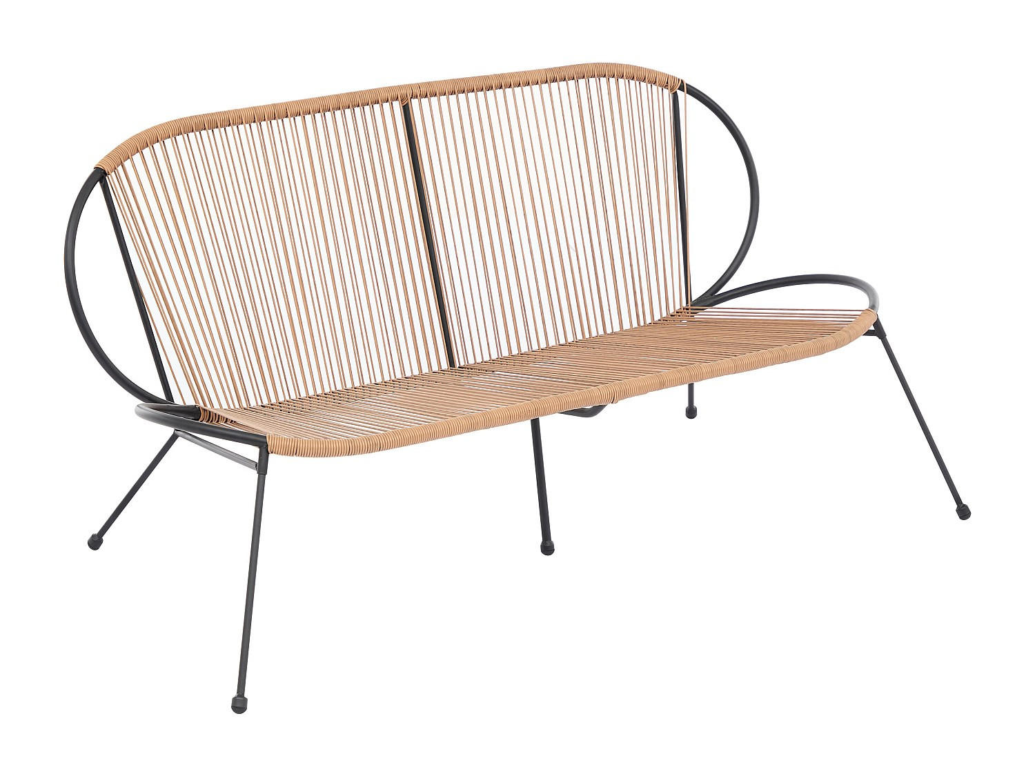 GARTENBANK - 2 Personen - Harz - Schwarz, Naturfarben Hell - - Schwarz/Naturfarben, Kunststoff (147/75/77cm) - Vente-Unique