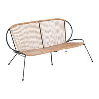 GARTENBANK - 2 Personen - Harz - Schwarz, Naturfarben Hell - - Schwarz/Naturfarben, Kunststoff (147/75/77cm) - Vente-Unique