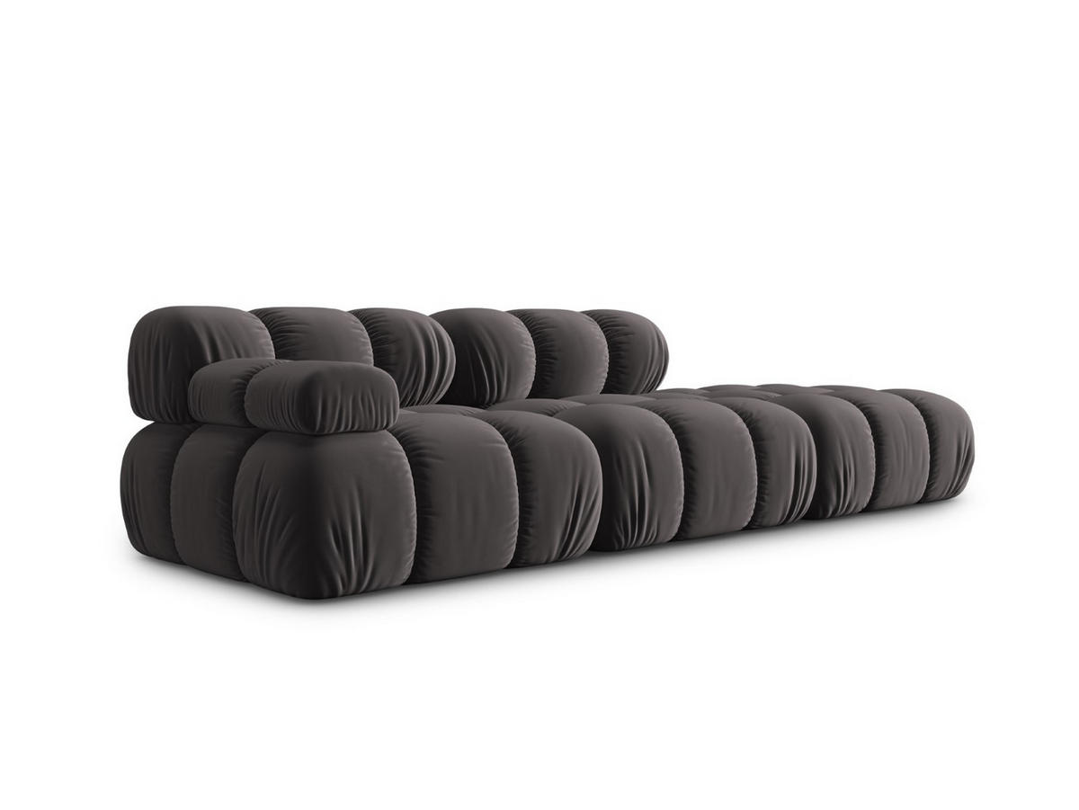 MODULARES-SOFA rechts Bellis aus Samt dunkelgrau 4 Sitzplätze - Dunkelgrau, Textil (94/63/282cm) - Micadoni