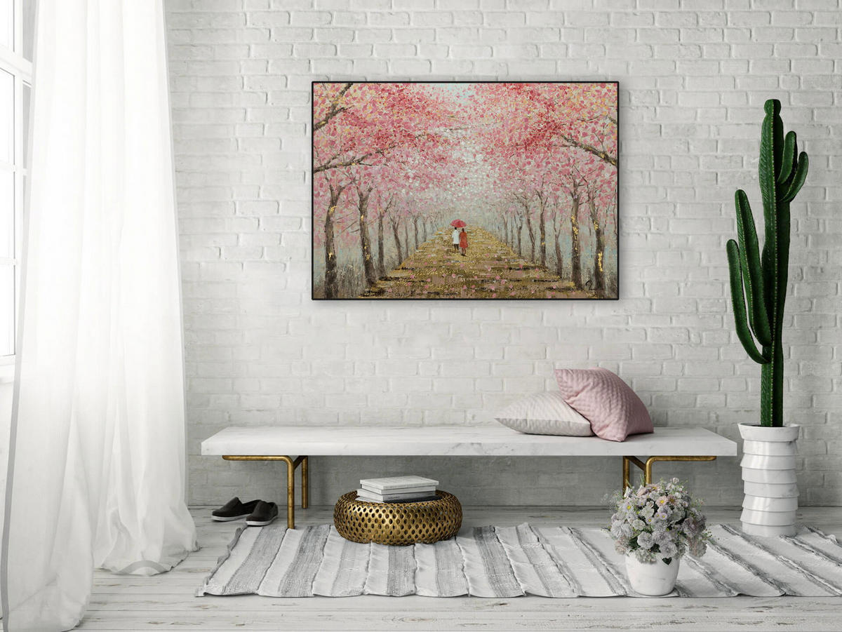 ÖLGEMÄLDE 100/70 cm - Pink/Braun, Holz/Textil (1.9/70cm) - KUNSTLOFT