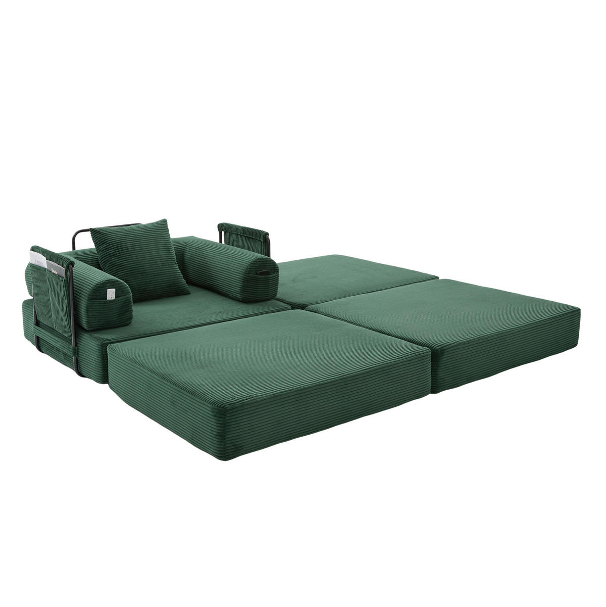 SESSEL mit Hocker modular ca. 112 x 190 x 67 cm Corduroy Emerald - Grün, Kunststoff (190/67/112cm) - Meubliv