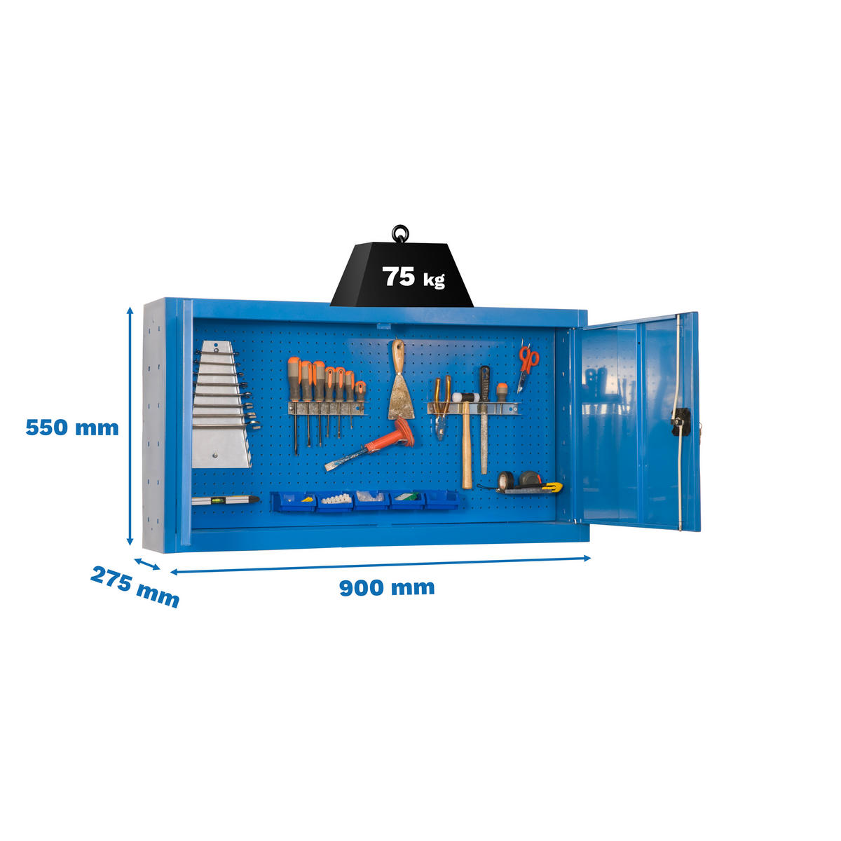 WERKZEUGSCHRANK Hängend Amego HxBxT 55x90x27,5 cm Metall Abschließbar Blau - Blau, Metall (90/55/27.5cm) - PROREGAL
