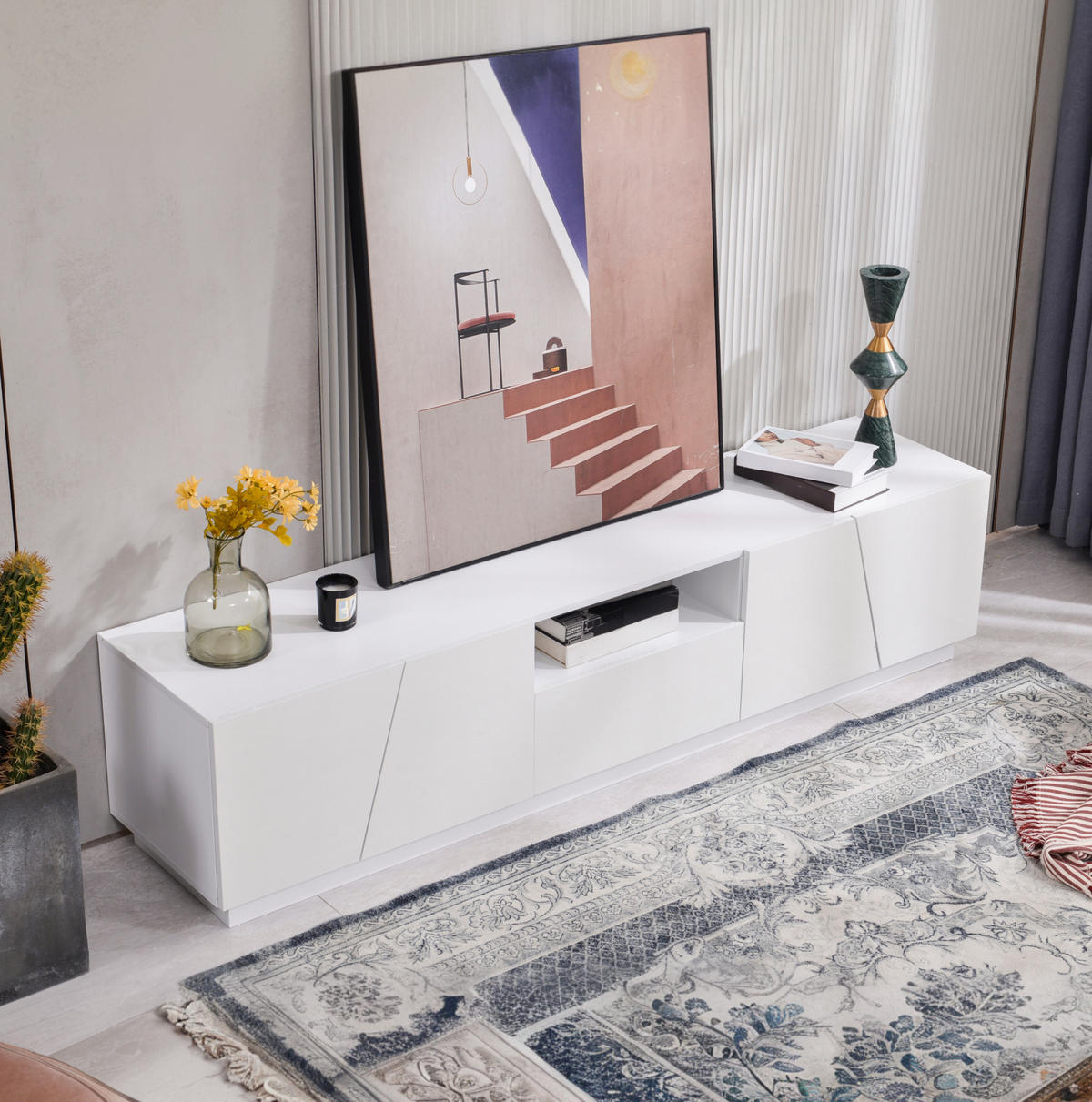 TV-ELEMENT mit 4 Türen 170 cm MDF Weiß - Weiß, Holzwerkstoff (37/42/170cm) - Beauniv