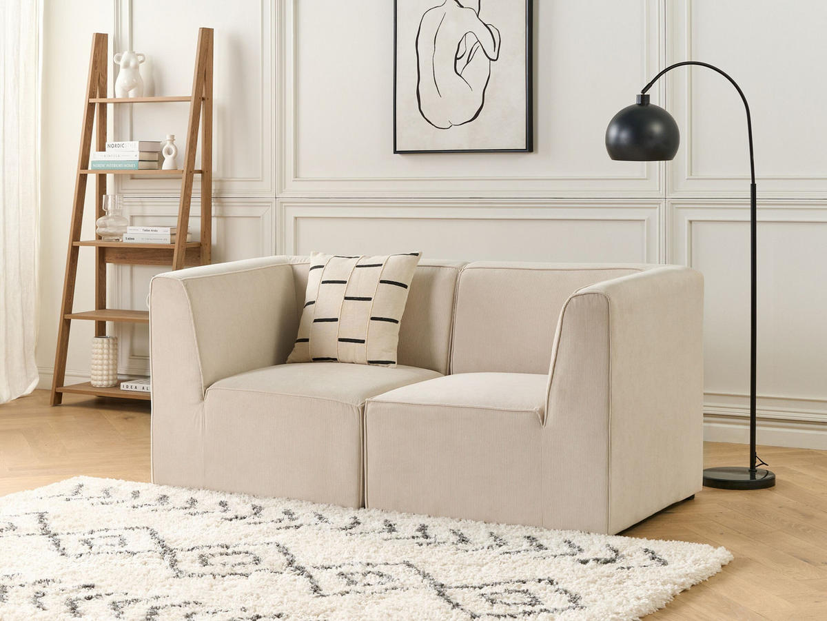 2-SITZER-SOFA Cord hellbeige Lemvig - Beige, Textil (166/78/83cm) - Beliani