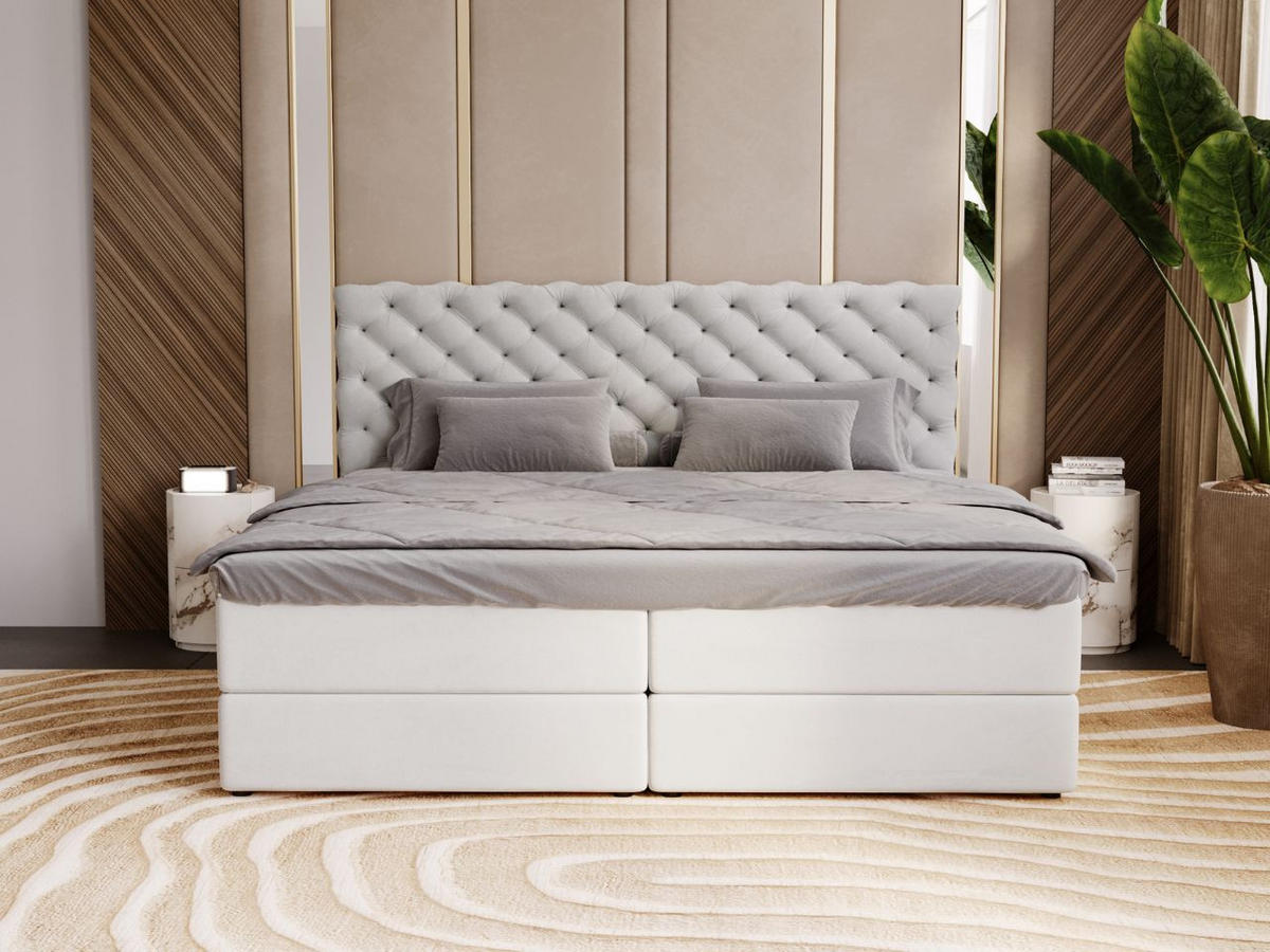 BOXBETT Bergamo 200x200 Hellgrau - Hellgrau/Schwarz, Holz/Textil (200/200cm) - Graingold