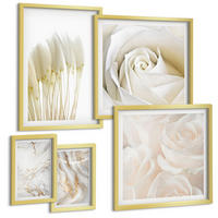 BILDER SET 5er Set - 50x50 cm & 20x30 cm & 40x60 cm Goldrahmen - Elegante Marmormuster - Goldfarben, Kunststoff (40/60cm) - TULUP