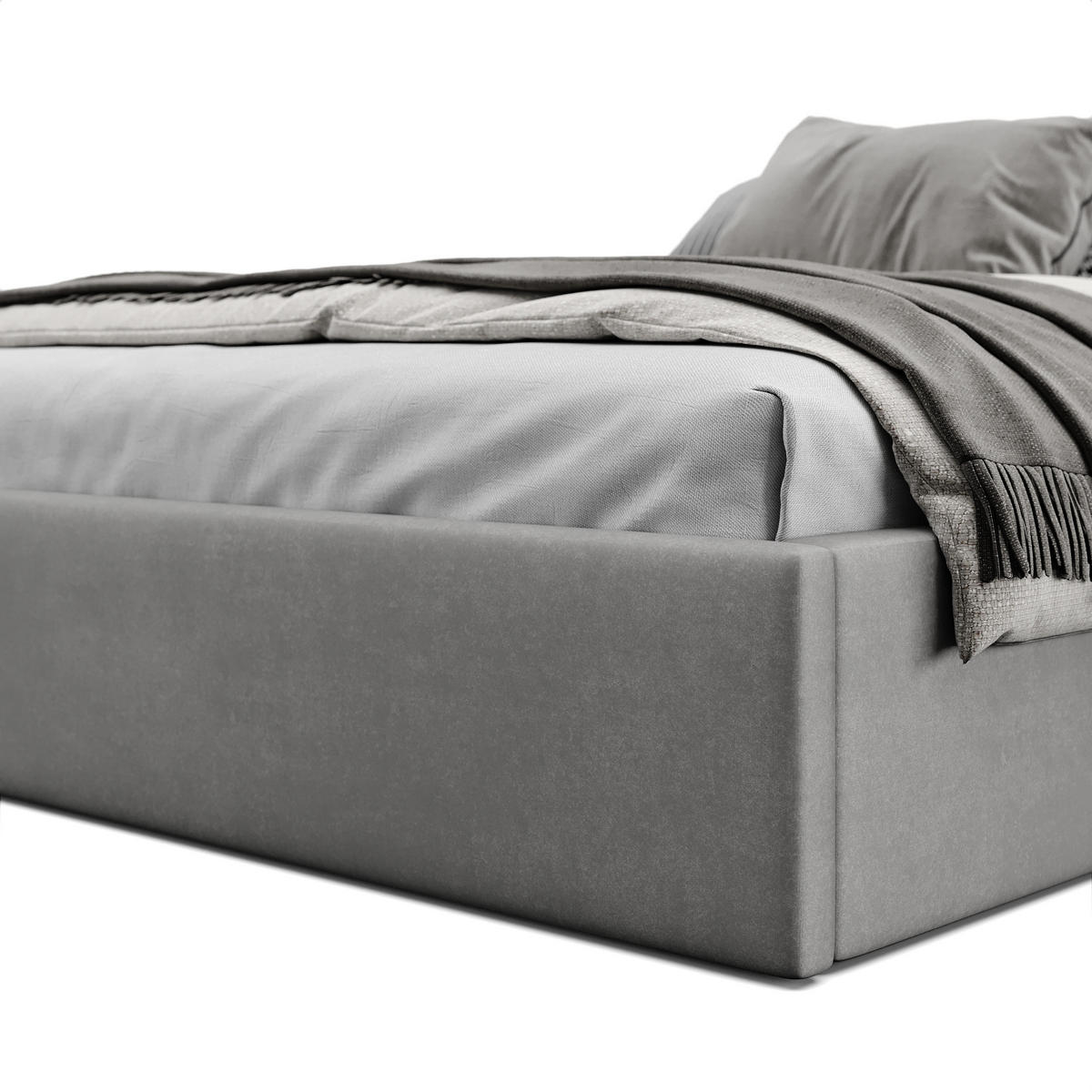POLSTERBETT 140x200cm Bett mit Stauraum Lattenrost Grau - Grau, Holz/Holzwerkstoff (140/200cm) - Muralo
