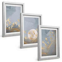 BILDER SET 3er Set - 20x30 cm Silberner Rahmen - Vögel, die am Himmel fliegen - Silberfarben, Kunststoff (20/30cm) - TULUP