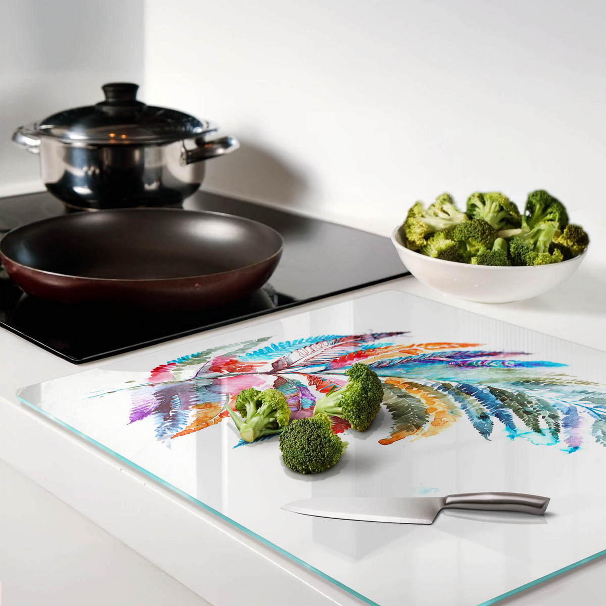 GLASPLATTE 60x52 cm Bunter Stift - Multicolor, Glas (60/0.4/52cm) - TULUP