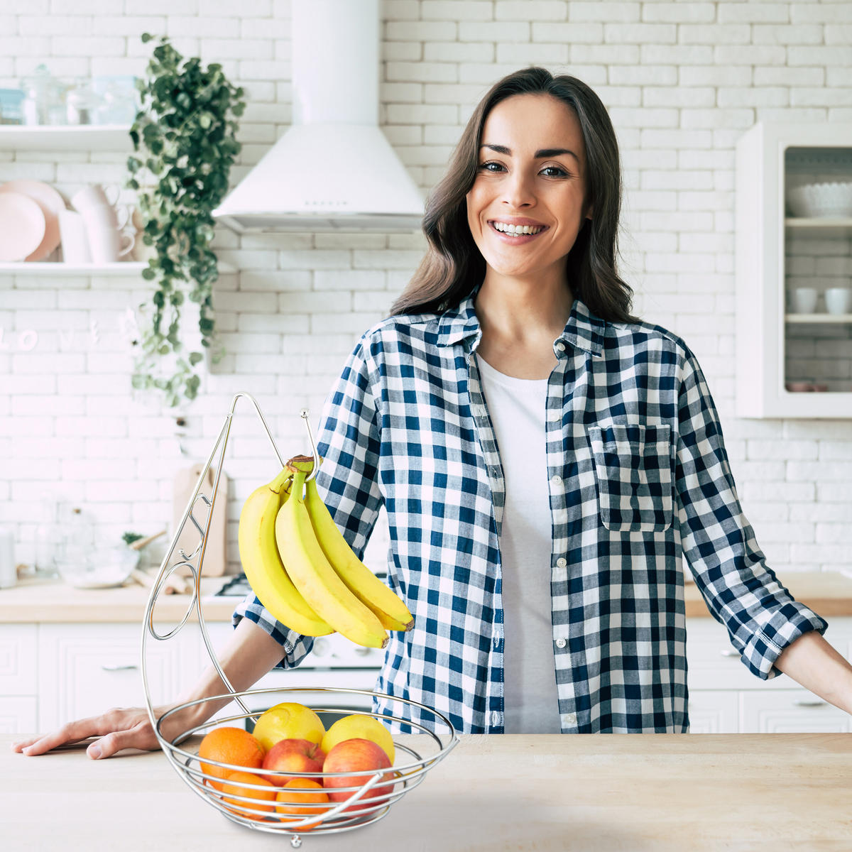 OBSTKORB - Silberfarben, Metall (42cm) - Relaxdays