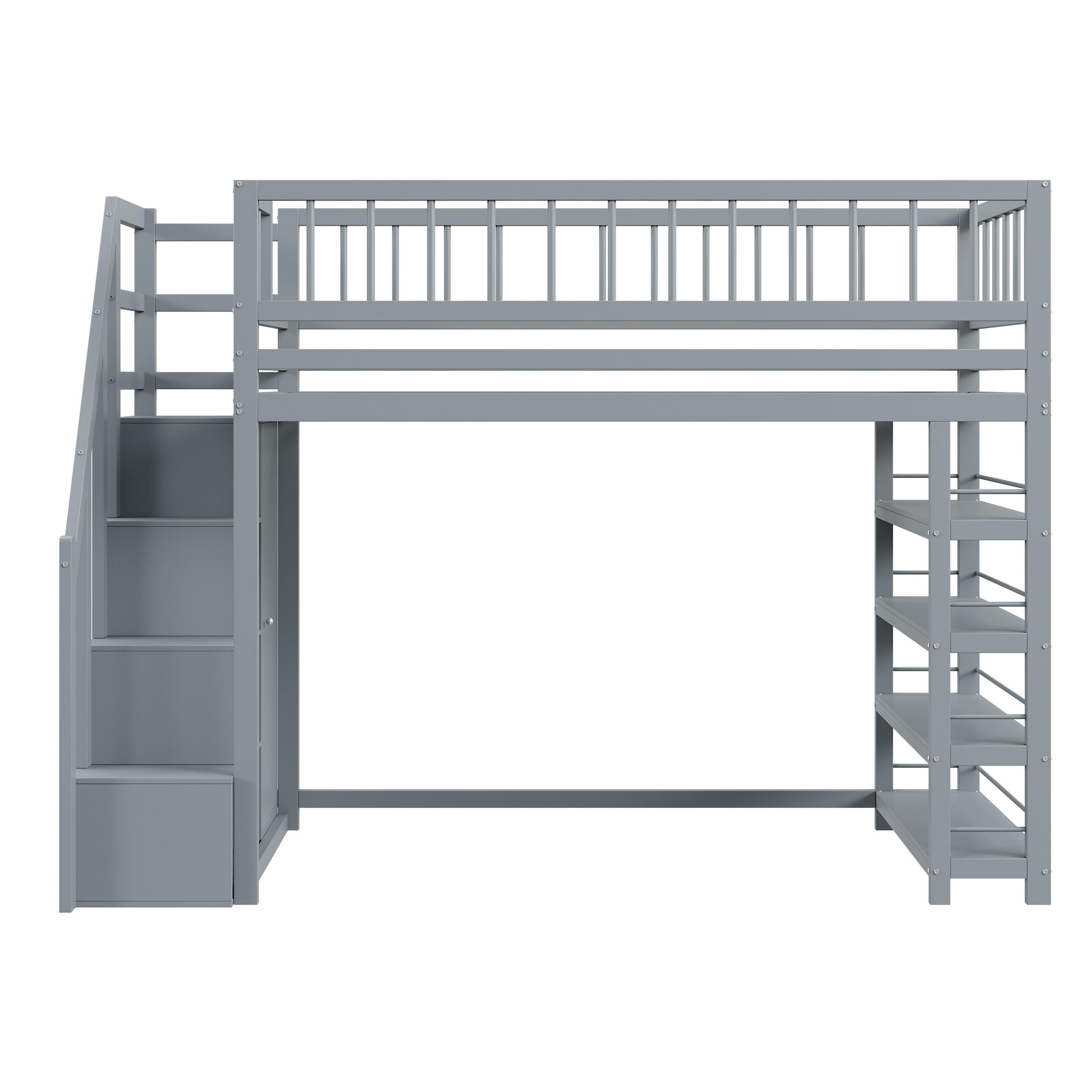 HOCHBETT 90/200 cm grau mit Stauraum und Sicherheitsleiter - Grau, Holz (90/200cm) - OKWISH
