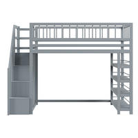HOCHBETT 90/200 cm grau mit Stauraum und Sicherheitsleiter - Grau, Holz (90/200cm) - OKWISH