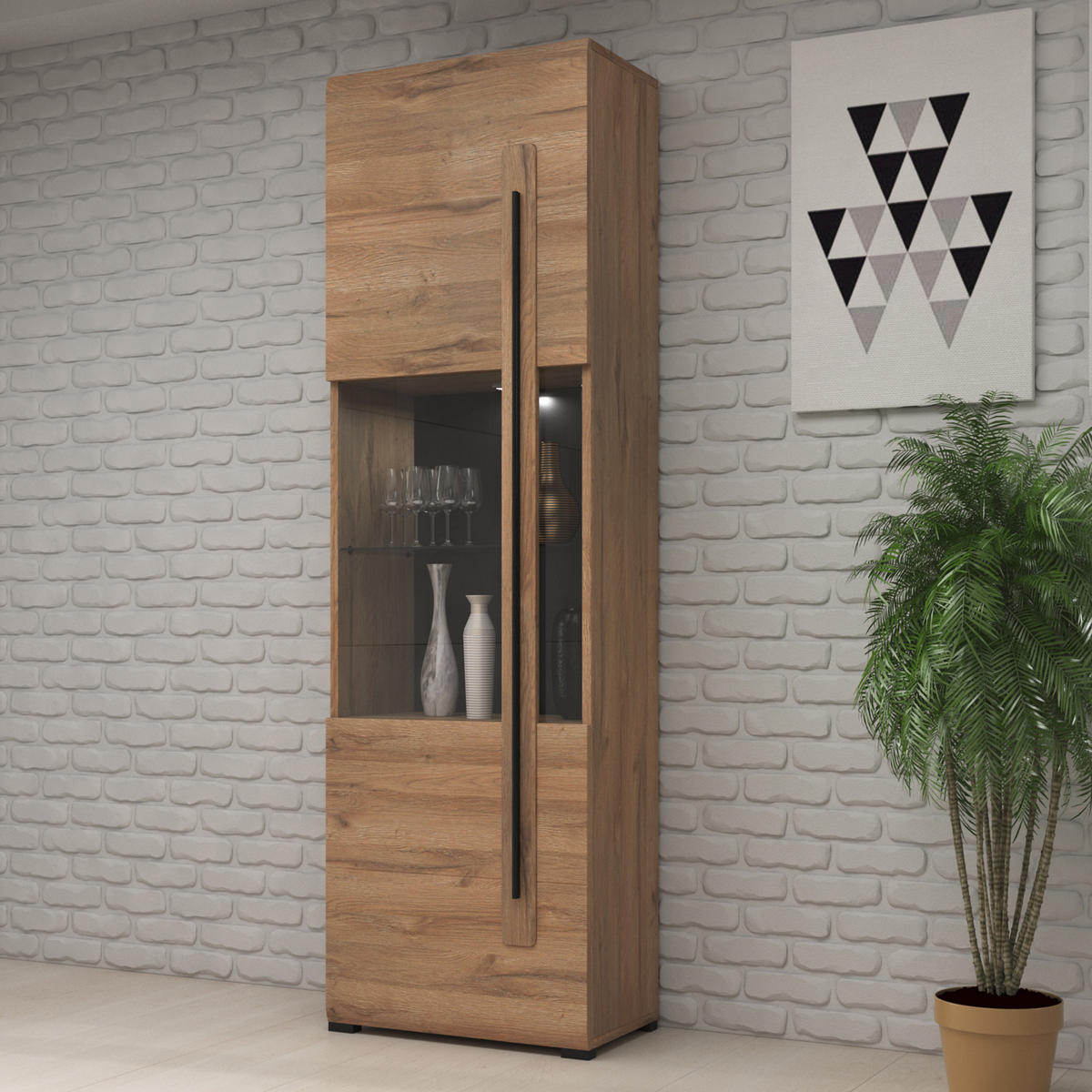 VITRINE in Eichefarben - Eichefarben, Holzwerkstoff (60/204/39cm) - MASSENO