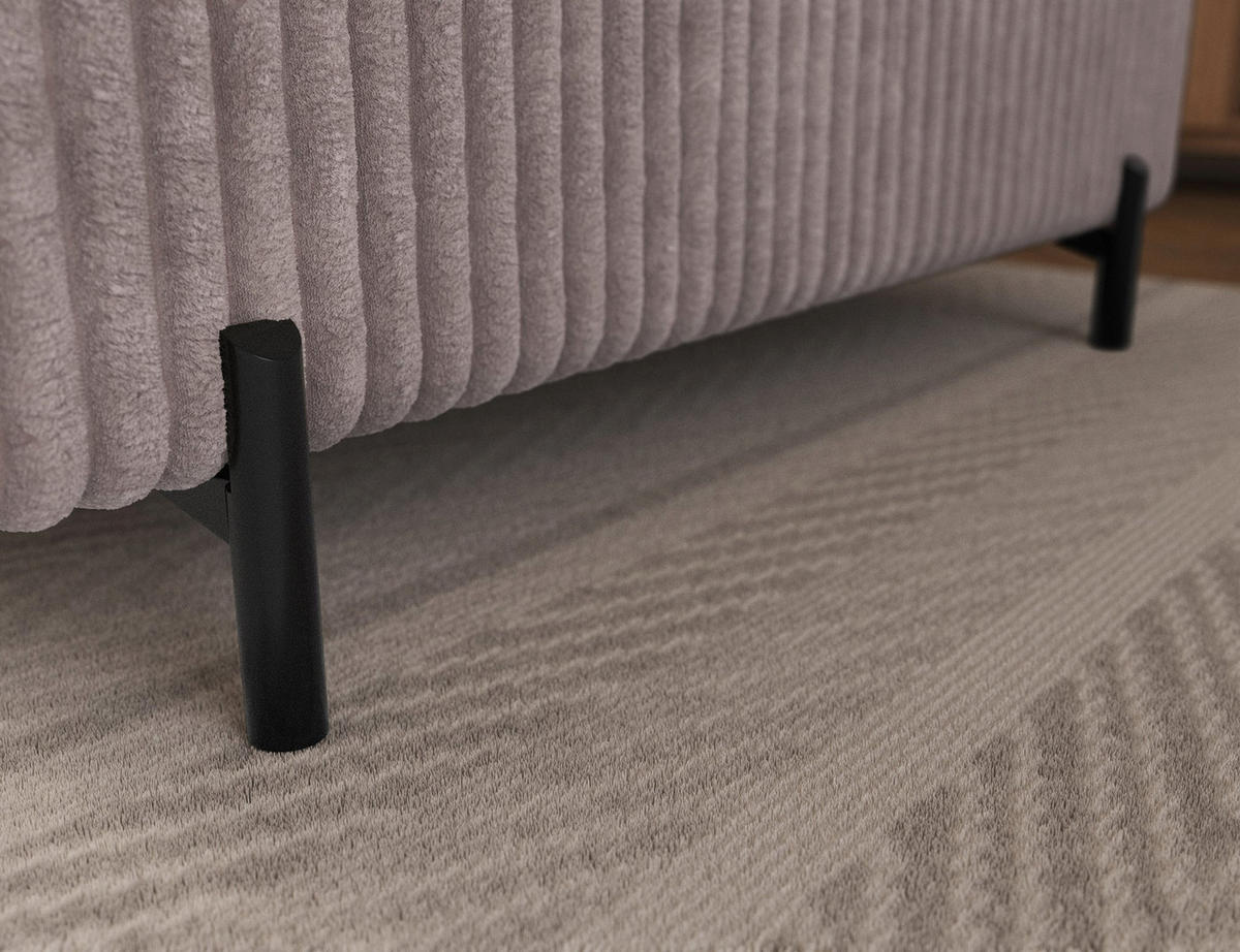 ECKSOFA COLESIO L-Form, Schlaffunktion, Bettkasten, verstellbare Kopfstützen, Wellenfederung, Metallfüße, breiter Cordstoff - Schwarz/Grau, Kunststoff/Metall (269/204cm) - Wohnideebilder